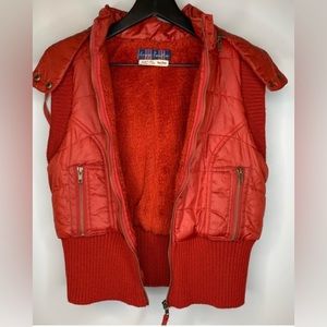 Free People cropped puffer vest with detachable hood XS